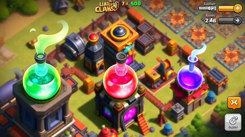 Aldea Clash of Clans con extractores vibrantes