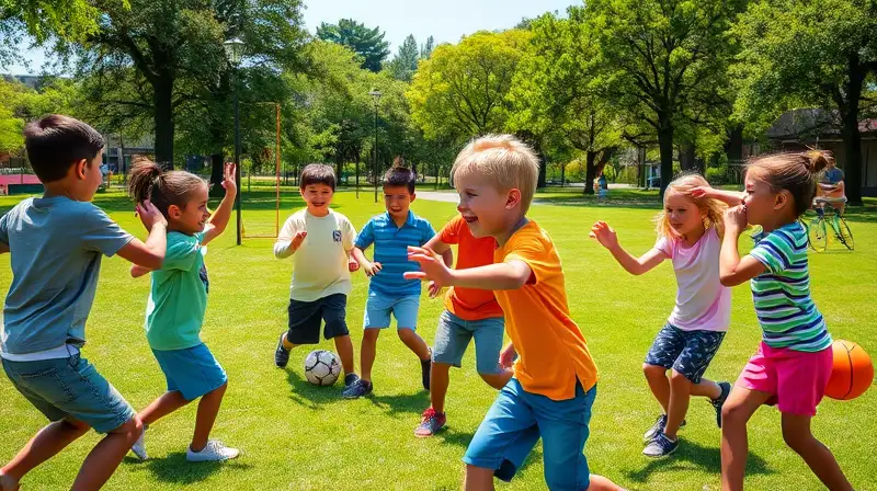 Niños juegan al aire libre felices