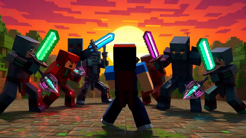Jugador lucha contra enemigos en Minecraft