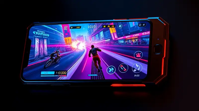 Smartphone gamer moderno con pantalla intensa