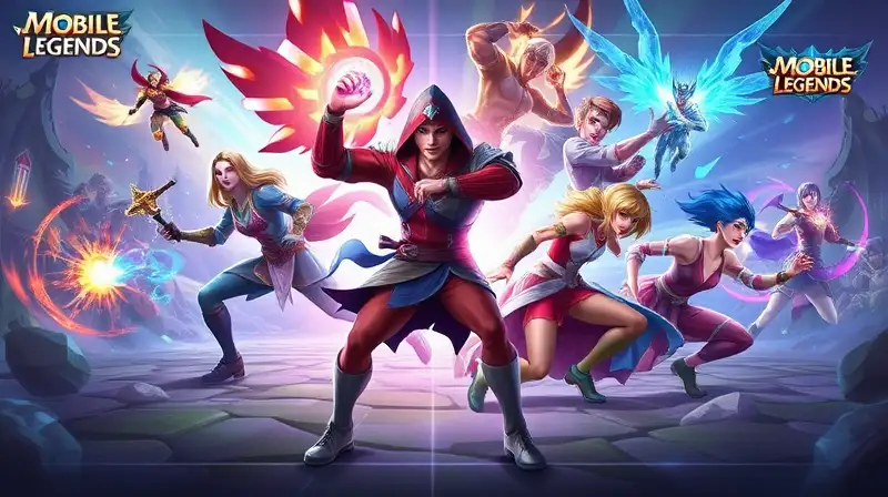 Personajes de Mobile Legends en acción dinámica