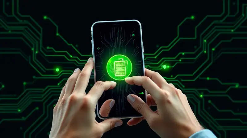 Smartphone futurista con energía y tecnología