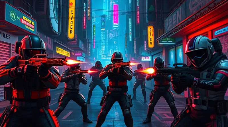 Batalla futurista urbana con tecnología avanzada