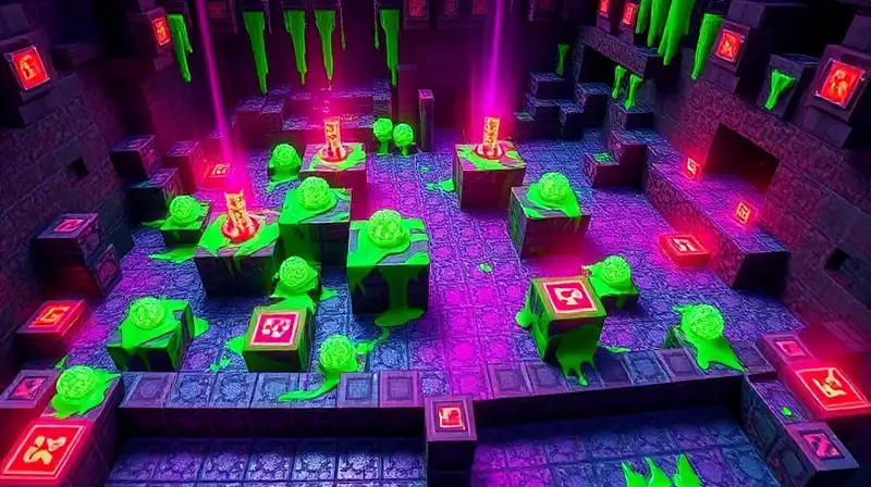 Arena de batalla Minecraft con trampas automáticas