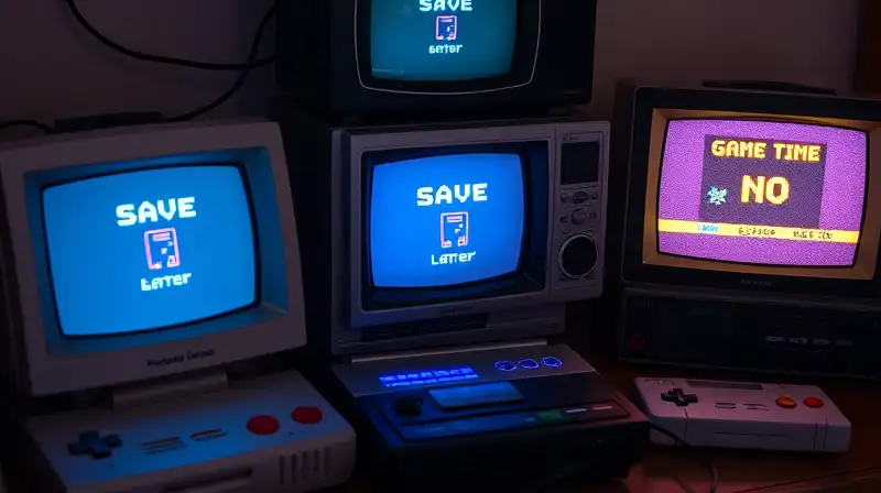 Consolas retro y ambiente cálido sin internet