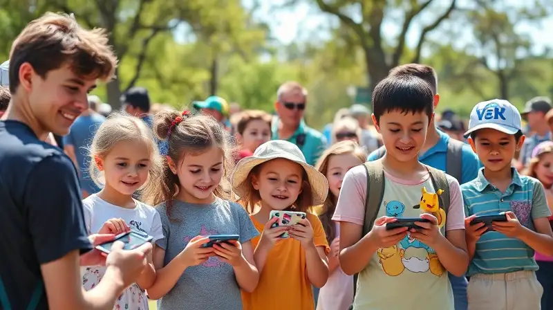 Personas juegan Pokémon GO al aire libre
