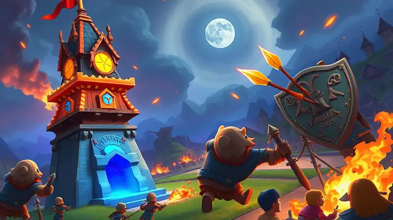 Torre de mago en batalla feroz y brillante