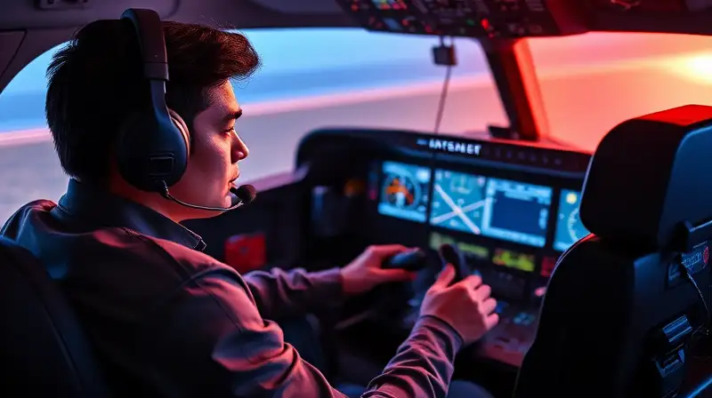 Piloto simula vuelo con equipo moderno