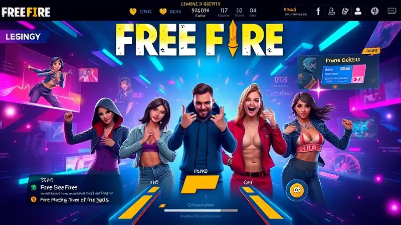 Pantalla lobby Free Fire con efectos vibrantes