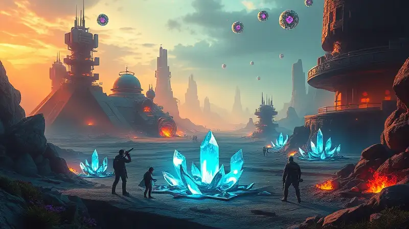 Jugadores recolectan recursos en mundo futurista