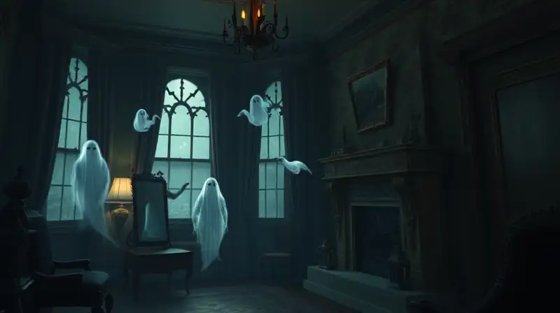 Sim asustado ve fantasmas en casa encantada