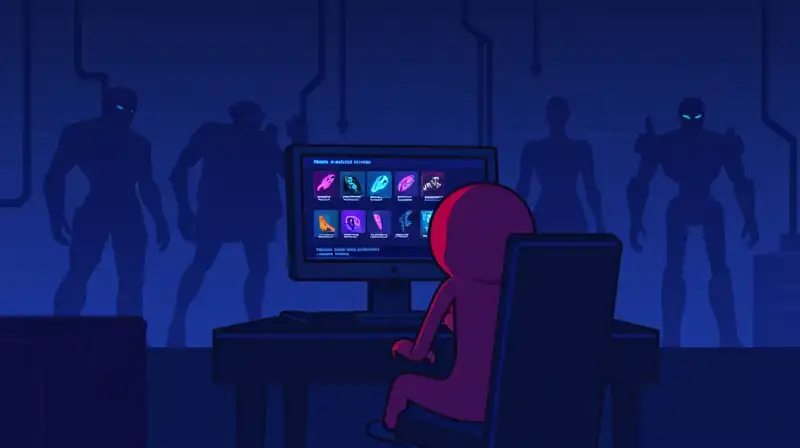 Personaje rojo juega solo en ambiente futurista