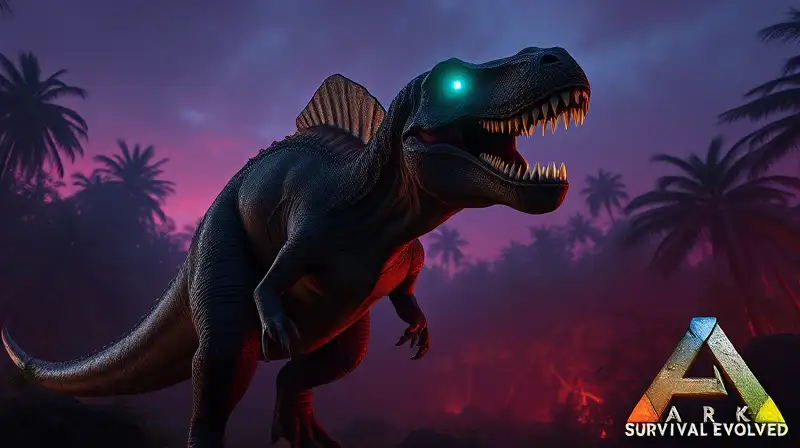 Dinosaurio poderoso con armadura y energía mística
