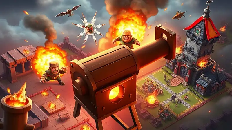 Cañón en Clash of Clans bajo ataque intenso