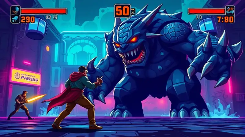 Batalla épica pixelada en arena neón