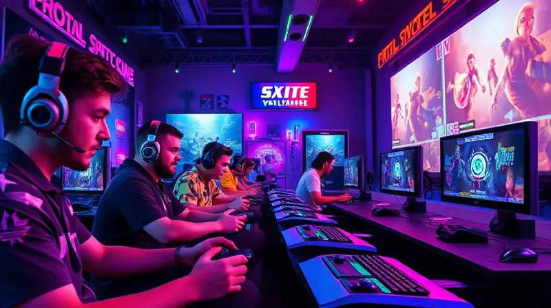 Jugadores concentrados en intensa partida futurista