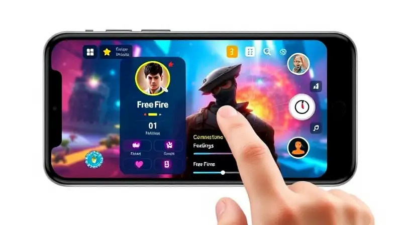 Pantalla móvil con perfil Free Fire vibrante