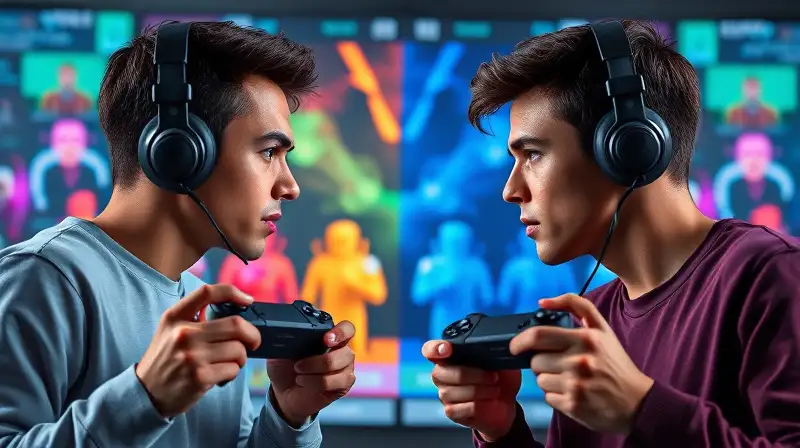 Dos gamers enfrentados en intenso juego
