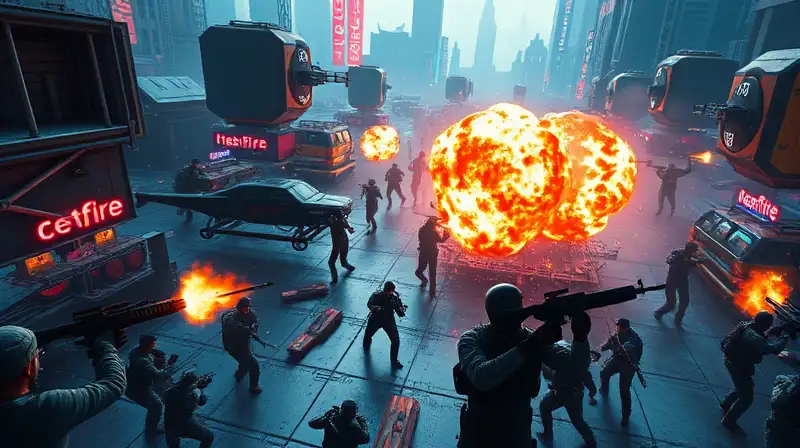 Batalla intensa de Free Fire en ciudad futurista