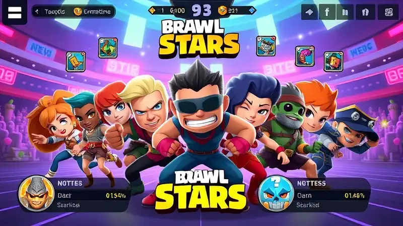 Personajes de Brawl Stars en arena vibrante