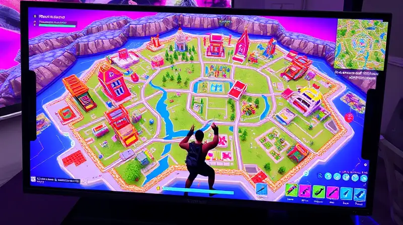 Mapa creativo de Fortnite con ambiente vibrante
