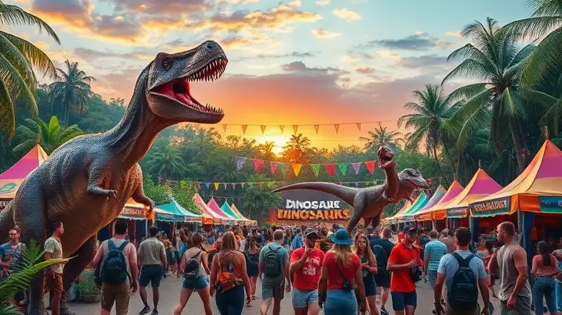 Festival de dinosaurios con acción y aventura