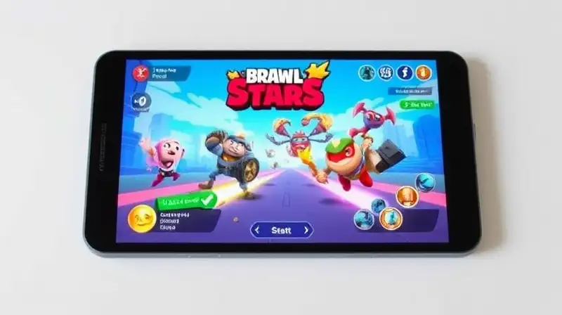 Tablet Android vibrante mostrando juego Brawl Stars