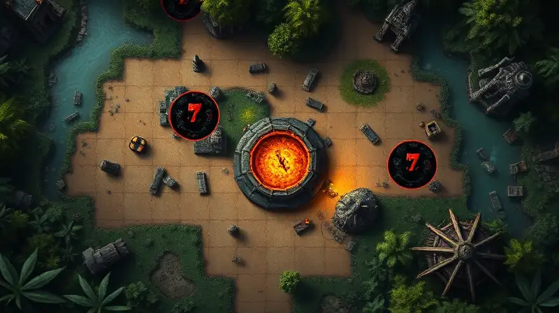Mapa de batalla fantasía con zonas estratégicas