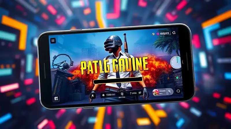 Smartphone con pantalla de PUBG y gráficos glitch