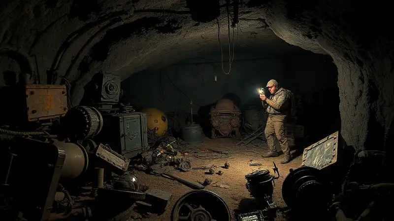 Explorador nervioso en cueva con tecnología antigua
