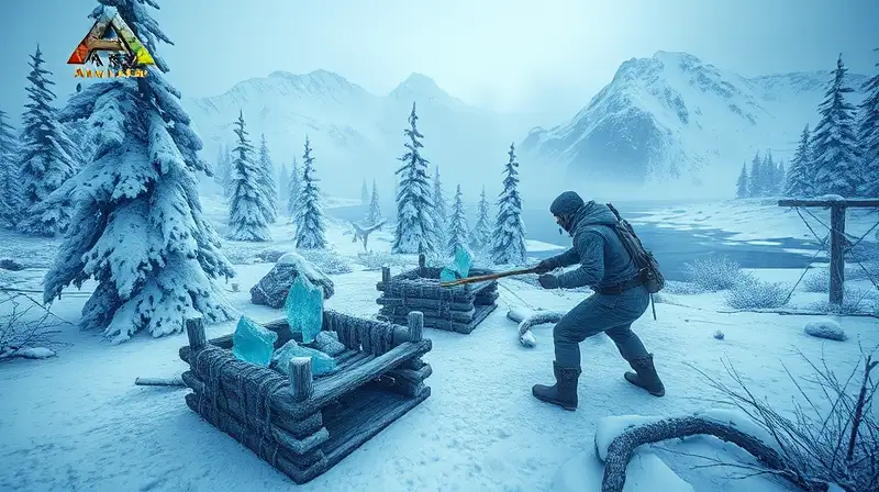 Jugador creando trampas invernales en ARK