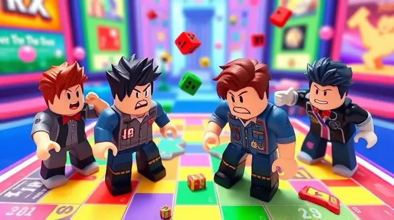 Personajes de Roblox confundidos en juego colorido
