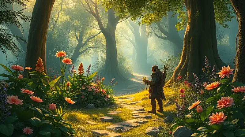 Personaje de WoW recolectando hierbas mágicas