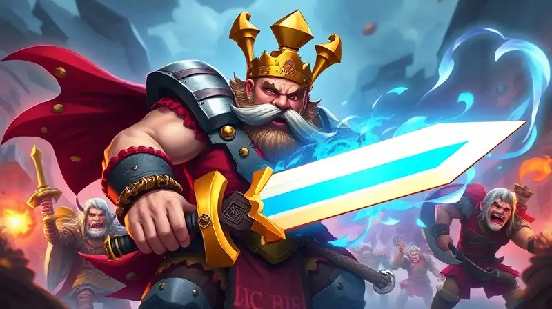 Rey Bárbaro heroico con espada mágica