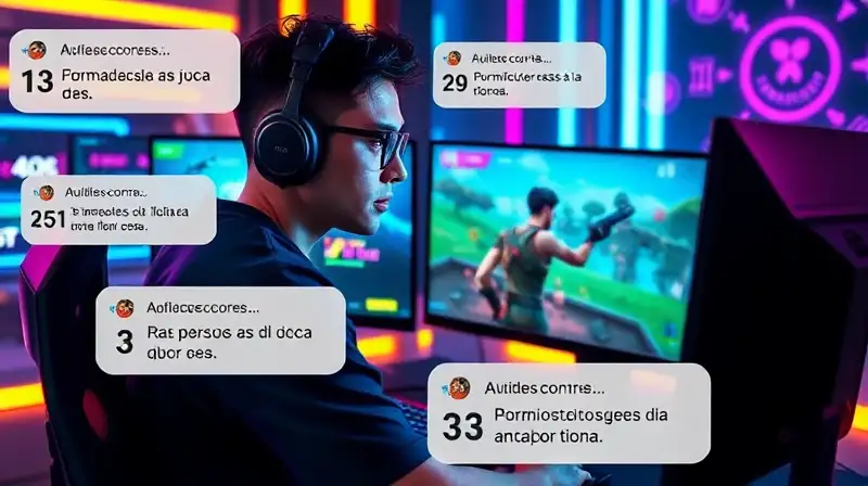 Gamer juega Fortnite en setup futurista
