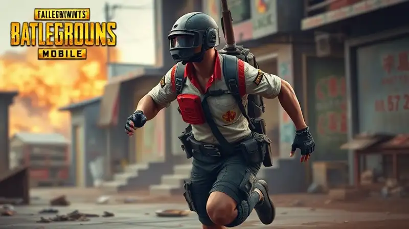 Personaje de PUBG usando botiquín en acción