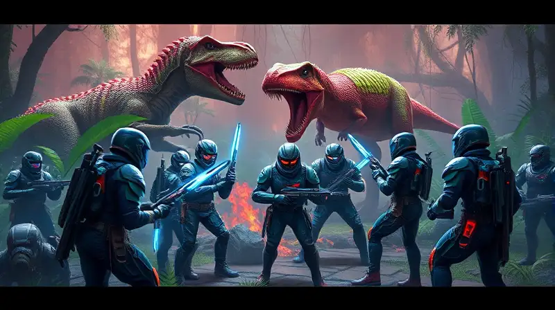 Jugadores futuristas coordinan ataque en jungla