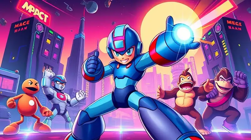 Mega Man enfrenta con colores neón vibrantes