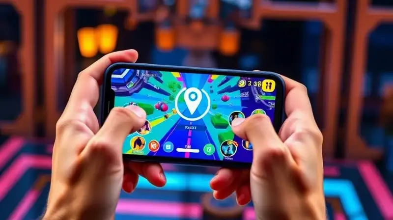 Manos con smartphone juegan videojuego vibrante
