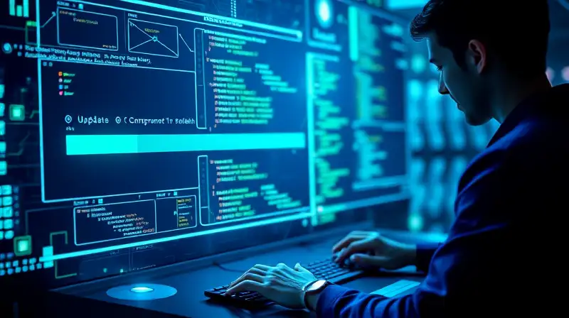 Interfaz futurista con códigos y conexiones brillantes