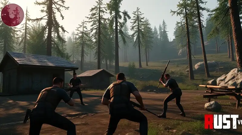 Combate PvP en Rust con estrategia natural