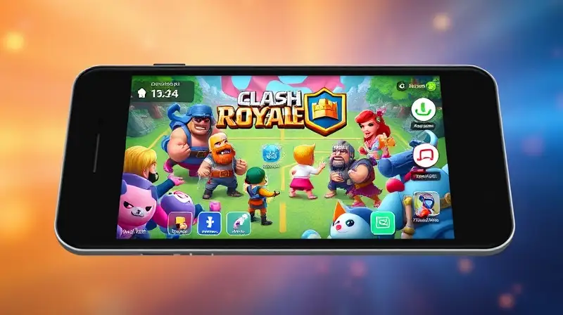 Tableta moderna muestra juego Clash Royale vibrante