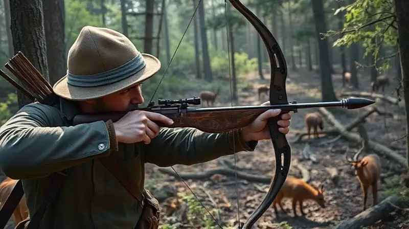 Jugador hábil apunta arco en bosque