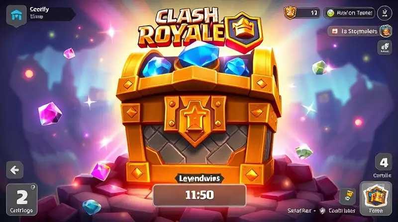Cofre legendario brillante con joyas mágicas