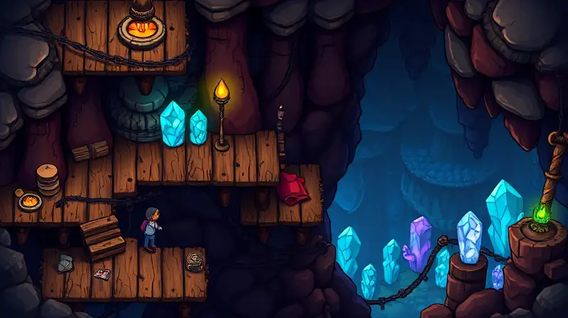Plataformas de madera desgastadas en Terraria