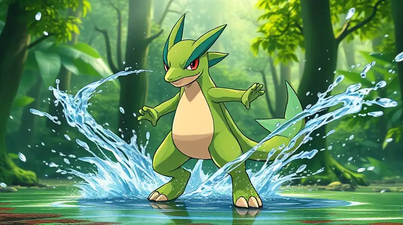 Pokémon planta fuerte resiste ataques de agua