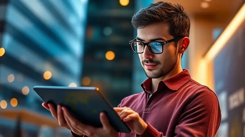 Persona estudia mapa digital con atención