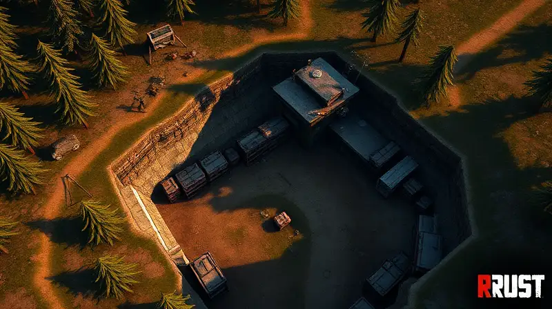 Mapa de juego Rust: base fortificada subterránea