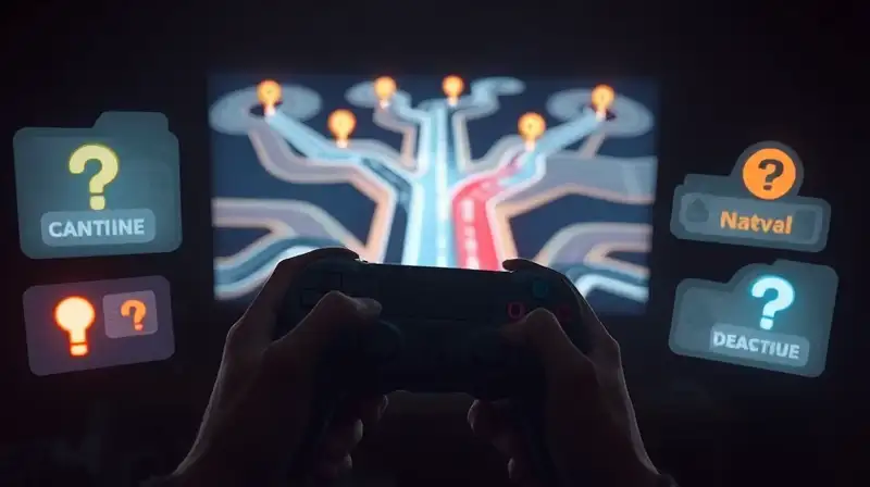 Jugador elige caminos en pantalla oscura