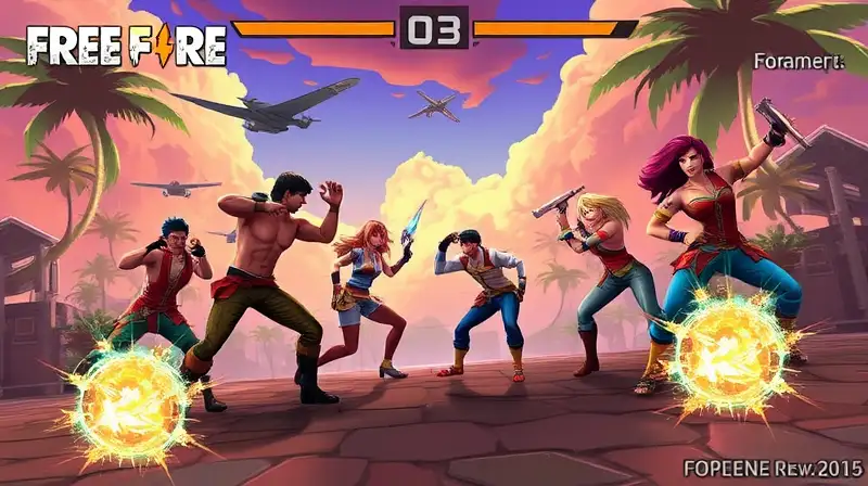 Personajes de Free Fire en acción vibrante